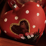 Polka Dot Heart with Scrap Angel Handblown Glass Ornament