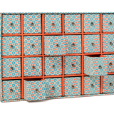 Decorative 'Desk Tidy' Drawer Set, Blue & Orange Floral