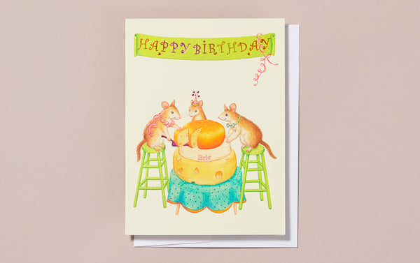 Engraved Mice Birthday Party Greeting Card