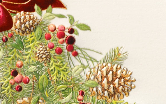 Engraved Christmas Pine Cone Bough Card