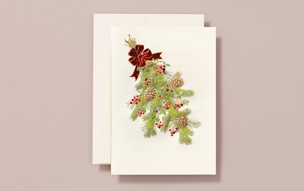 Engraved Christmas Pine Cone Bough Card