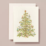 Engraved Christmas Tree Dove Candles Greeting Card