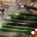 Handblown Glass Dip Pen with Mushroom handle and stand