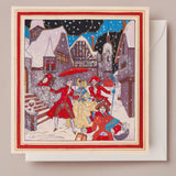 Luxury Vintage French 1920s Christmas Greeting Card, Red