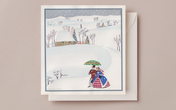 Luxury Vintage French 1920s Christmas Greeting Card, Snow