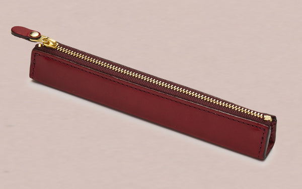 Wine Leather Slim Pen Case