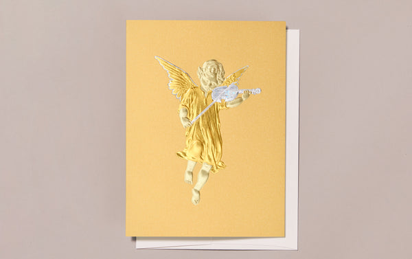 Engraved Angel with Violin Christmas Greeting Card