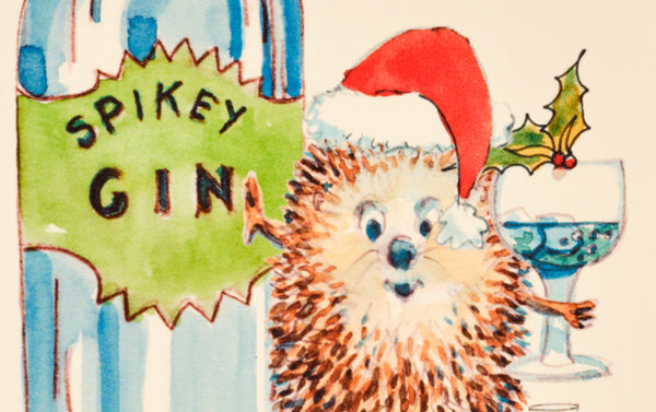 Illustrated Christmas Greeting Card, Spikey Gin