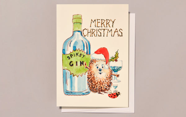 Illustrated Christmas Greeting Card, Spikey Gin