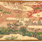 Full-Panel Chiyogami Silk Screen Print, Gold Peacock