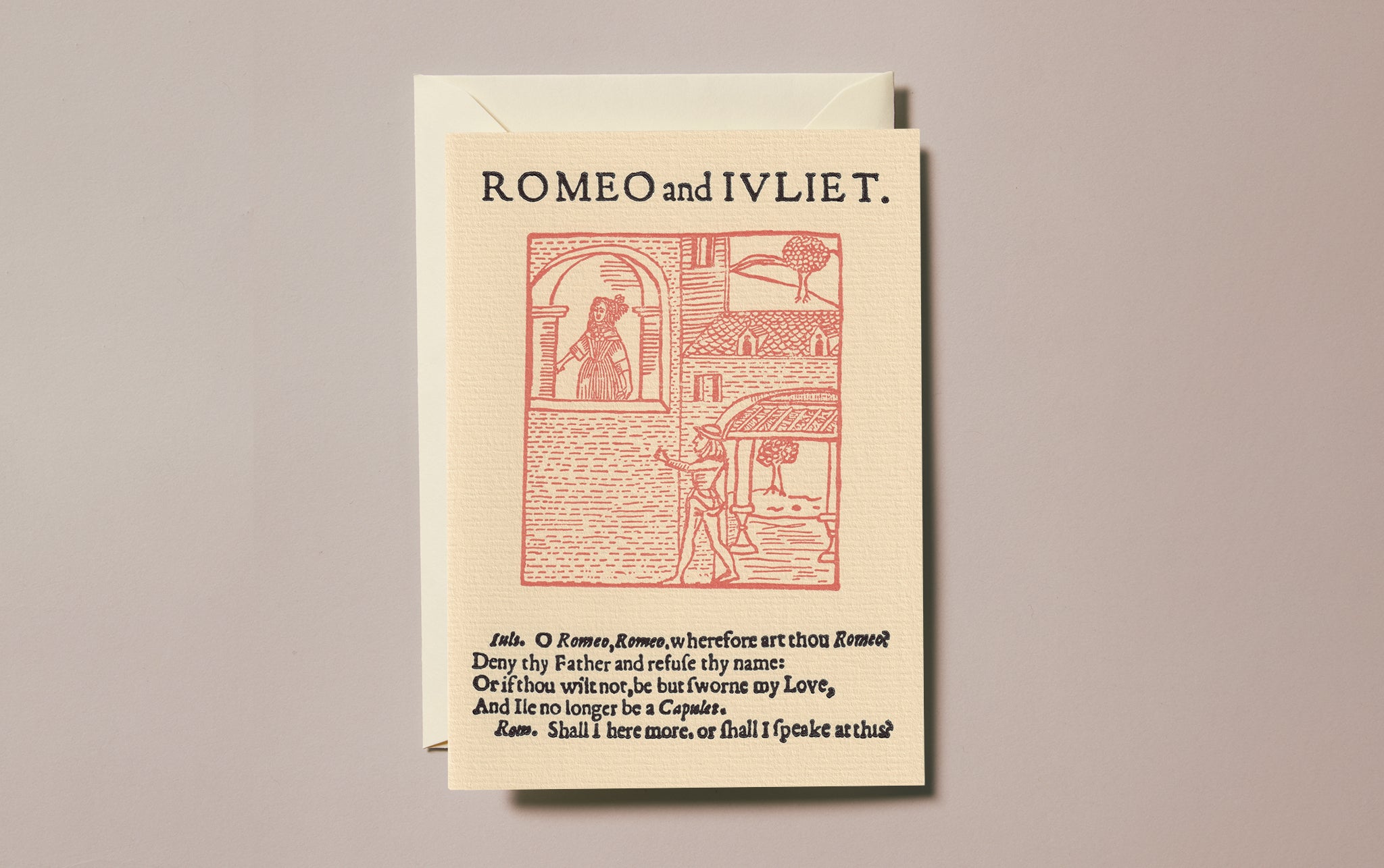 Shakespeare's First Folio Letterpress Greeting Card, Romeo and Juliet