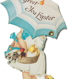 Easter Peek-a-boo Greeting Card, Blue Umbrella