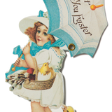 Easter Peek-a-boo Greeting Card, Blue Umbrella