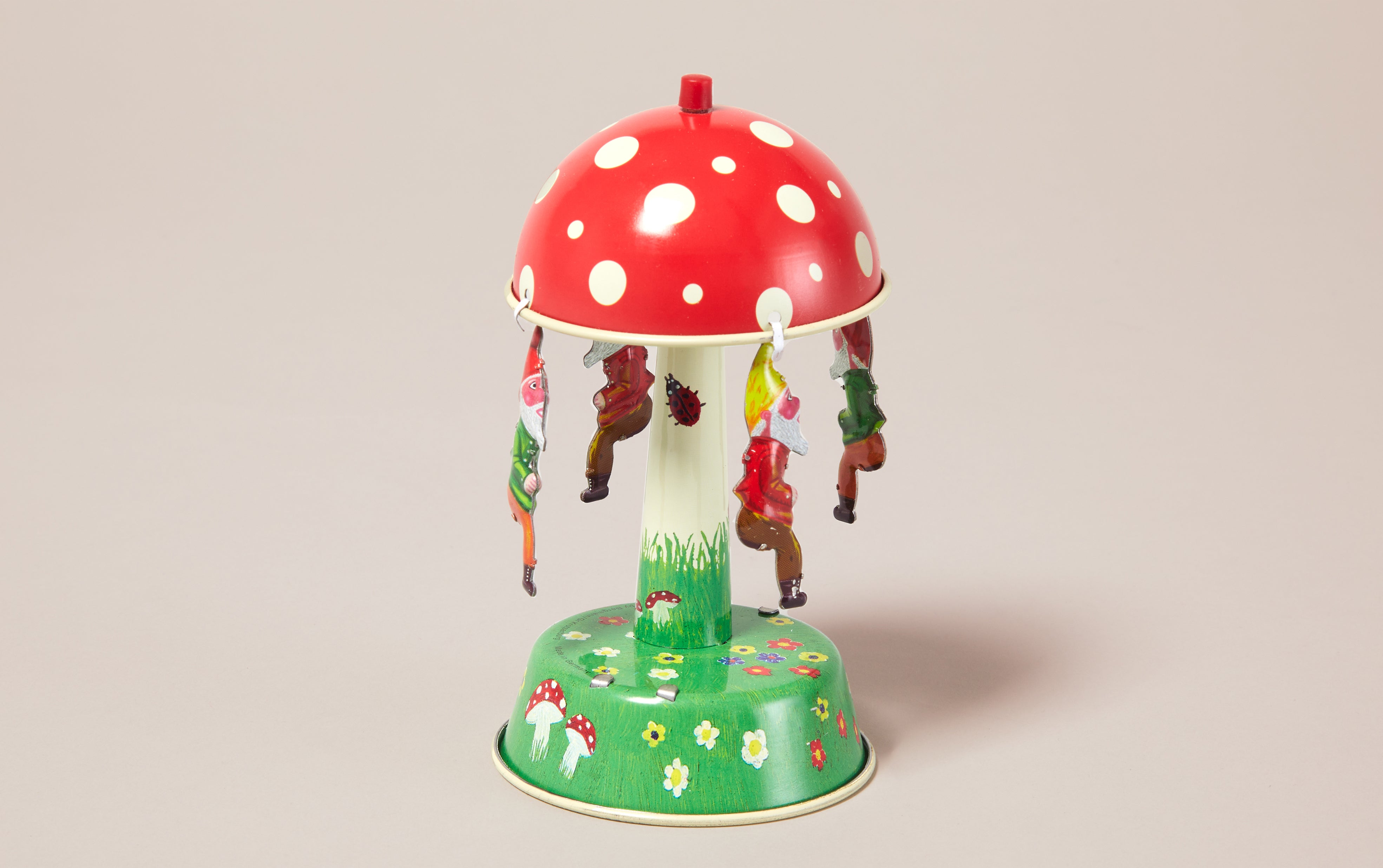 Gnomes on Mushroom Tin Merry-Go-Round
