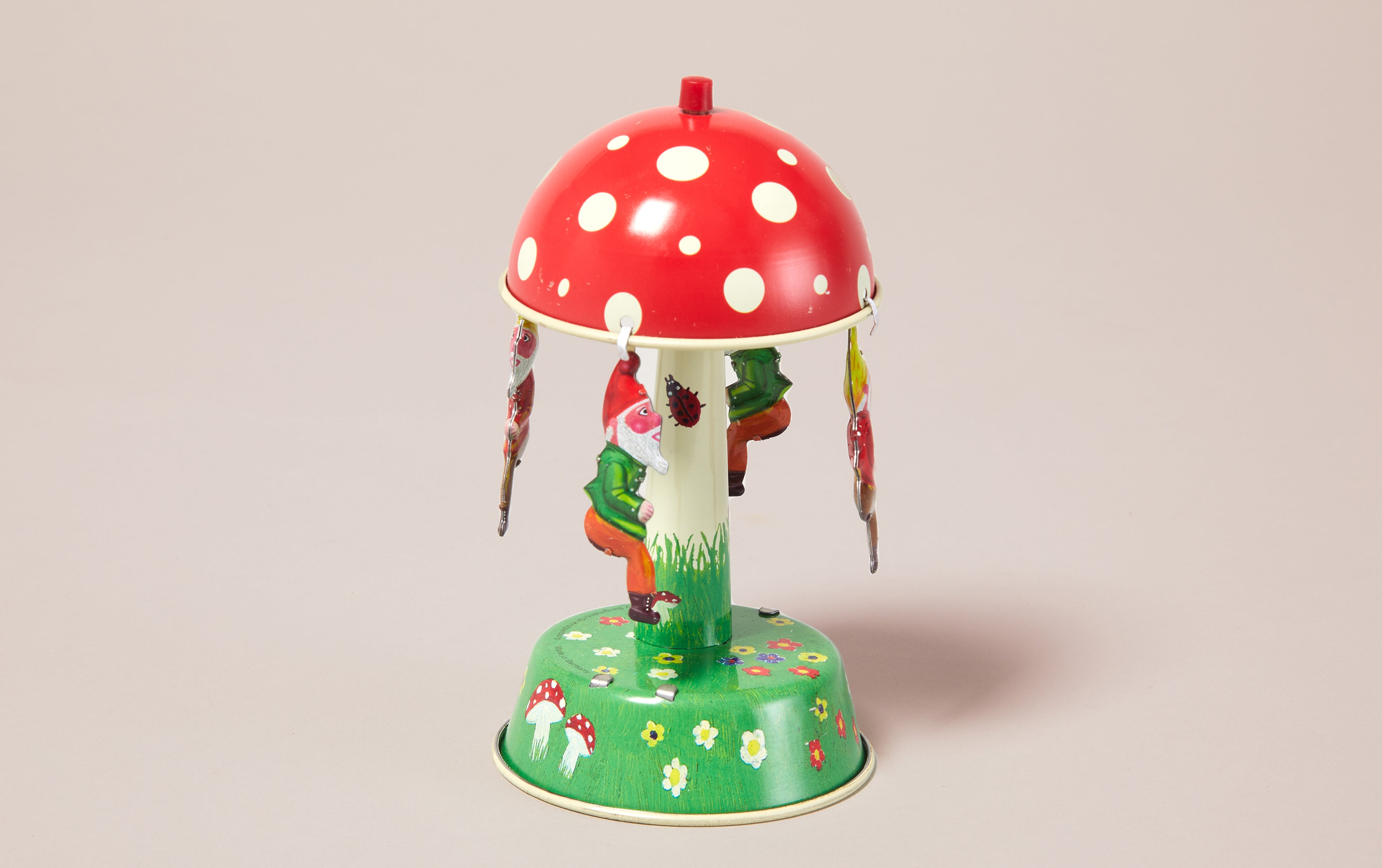 Gnomes on Mushroom Tin Merry-Go-Round