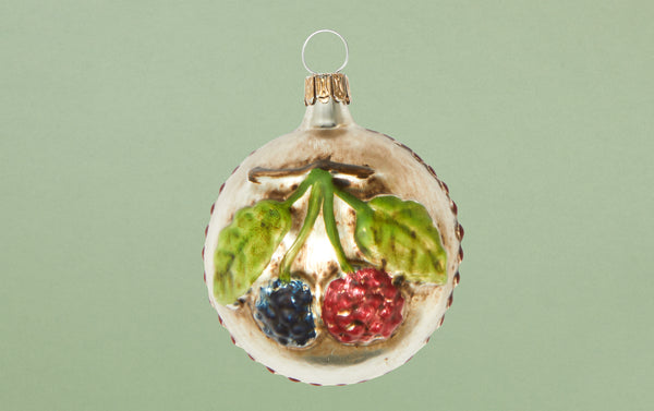 Blackberry and Strawberry Glass Ornament