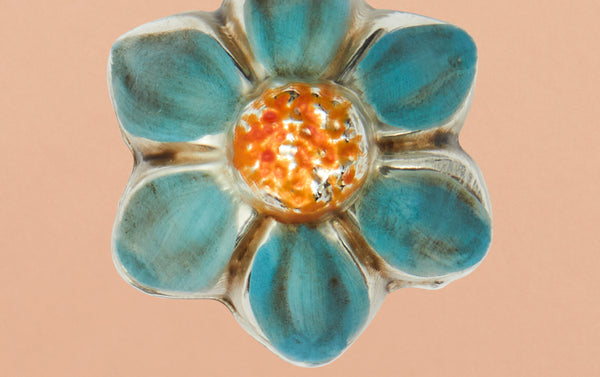 Small Blue Flower Glass Ornament