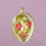 Egg with Flowerpots Glass Ornament