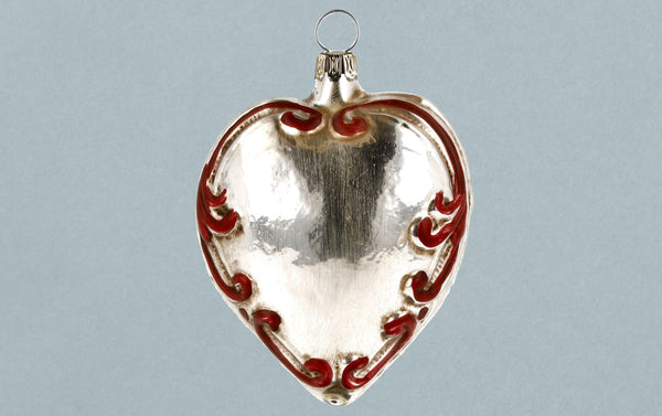 Baroque Heart Glass Christmas Ornament
