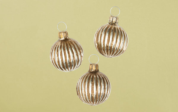 3 Silver Balls Glass Ornaments