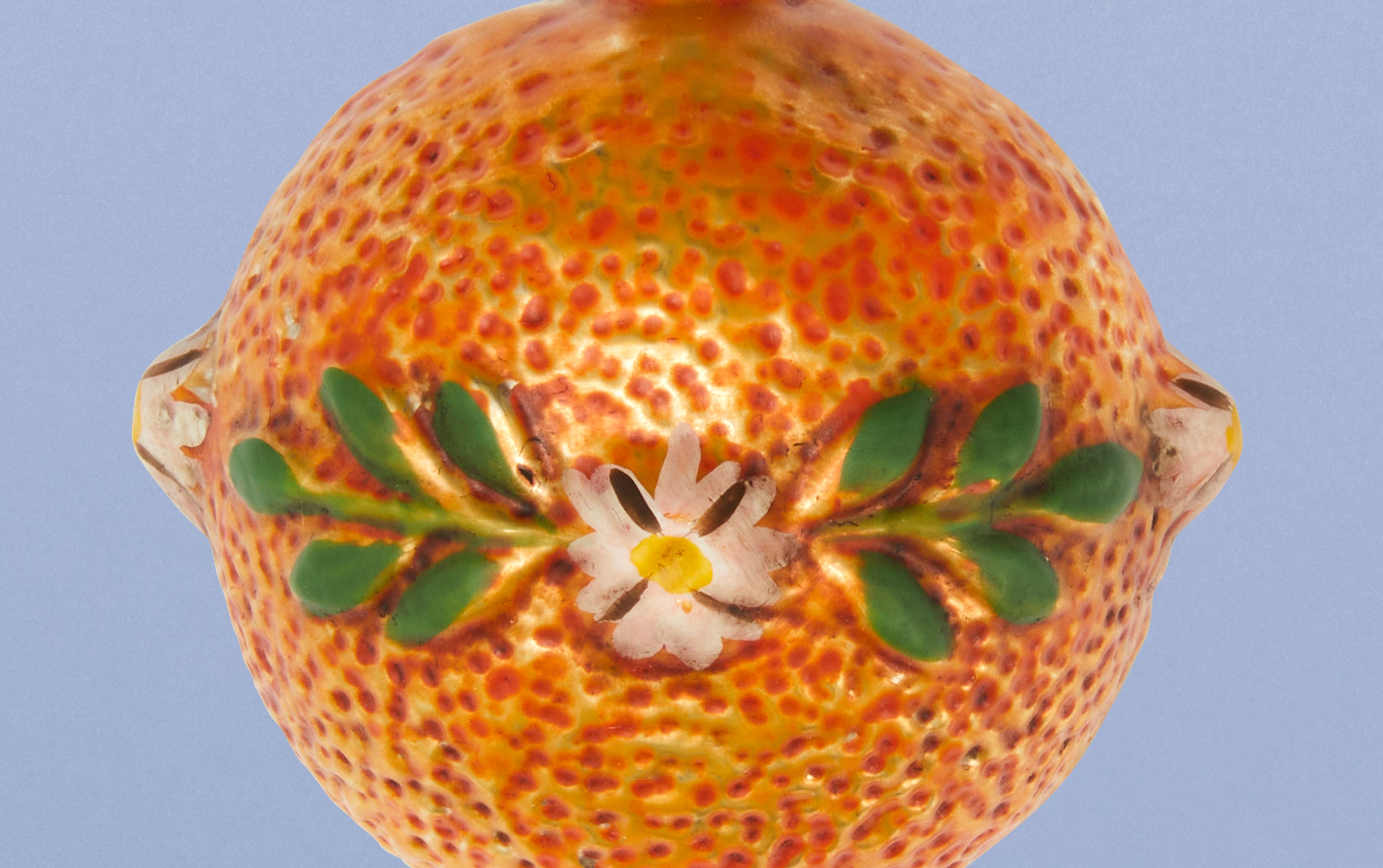 Orange with Blossom Glass Ornament