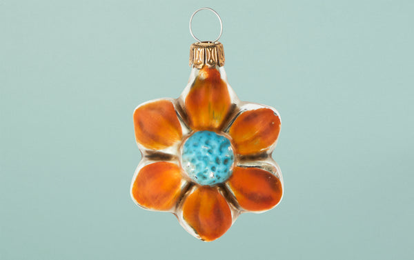 Small Orange Flower Glass Ornament