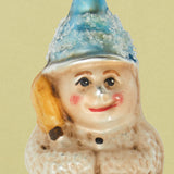Snowman with Broom Glass Ornament