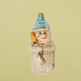 Snowman with Broom Glass Ornament