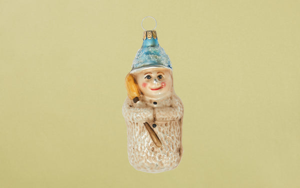 Child with Broom Glass Ornament
