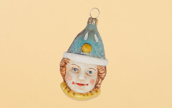 Clown with Blue Cap Glass Ornament
