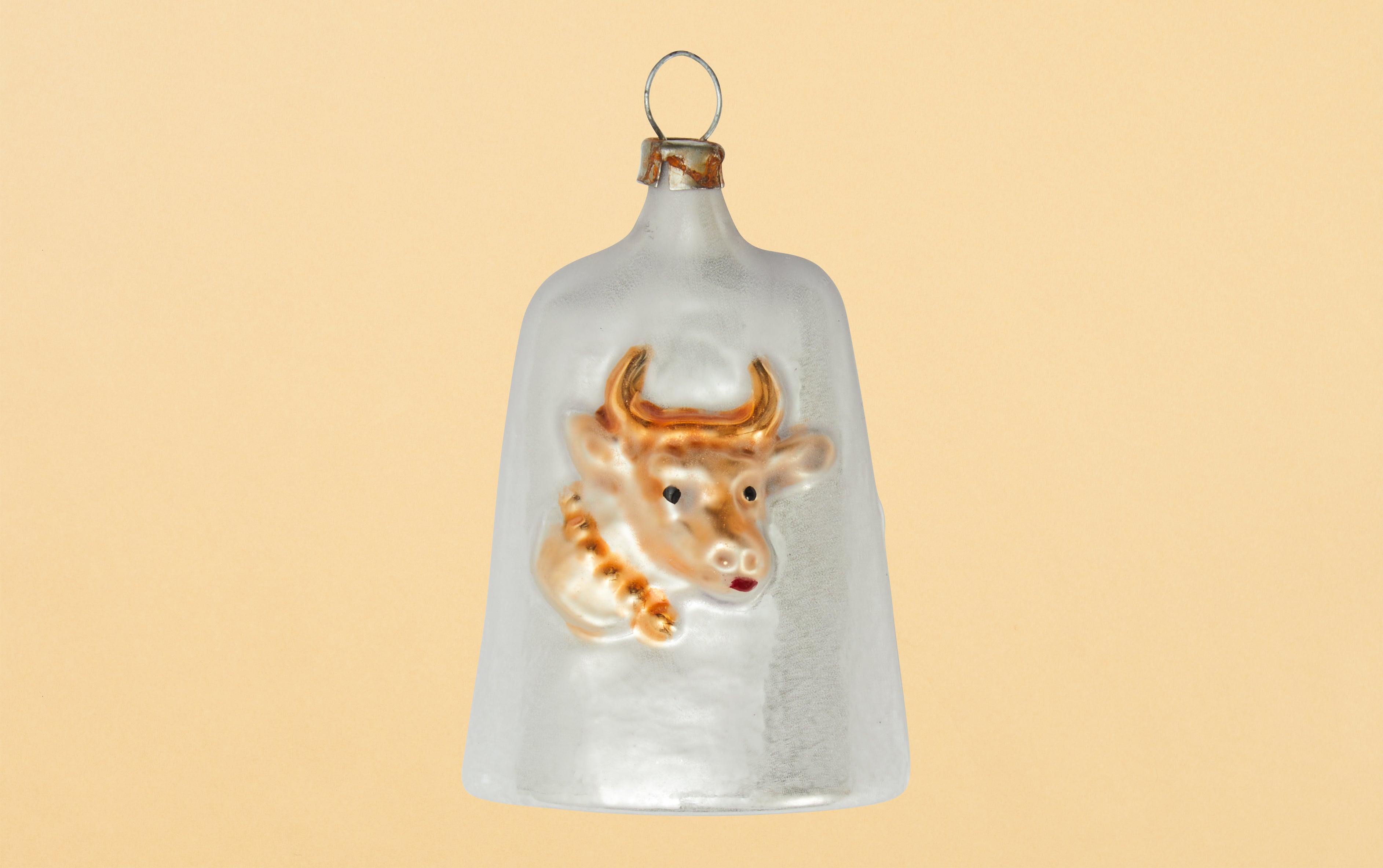 Cow Bell Glass Christmas Ornament