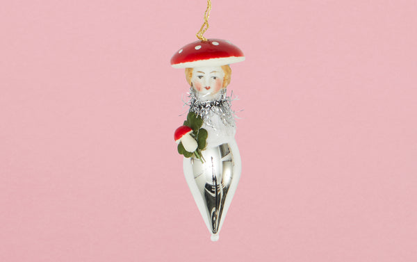 Small Cotton Doll with Glass Body Assorted Christmas Ornament