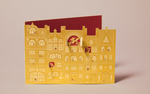 Advent Calendar Card, Gold and Red Façade