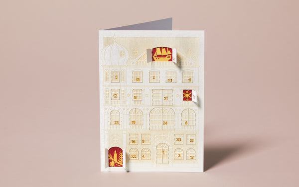 Advent Calendar Card, Pearlescent White House