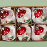Set of 6 Clear Mushroom Christmas Ornaments