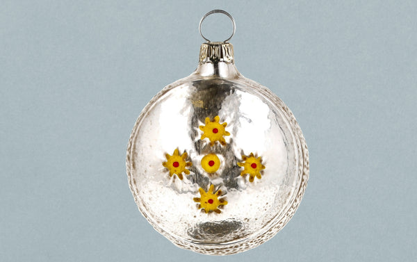Folk Stars and Christmas Tree Glass Ornament