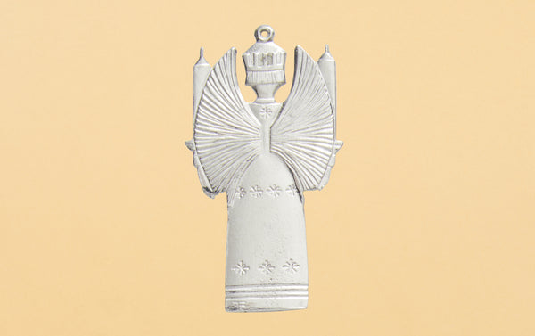 Tin Charm Ornament, Angel with Candles