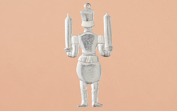 Tin Charm Ornament, Soldier with Candles