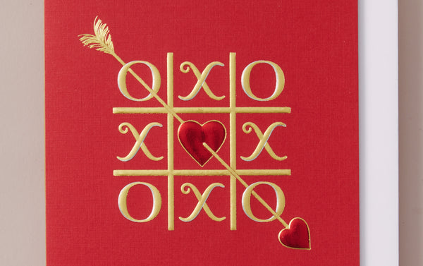 Engraved Red Noughts and Crosses Card