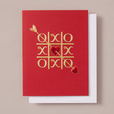 Engraved Red Noughts and Crosses Card