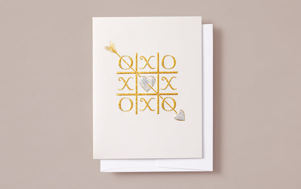 Engraved White Noughts and Crosses Card