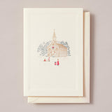 Chapel in the snow Gold Engraved Greeting Card