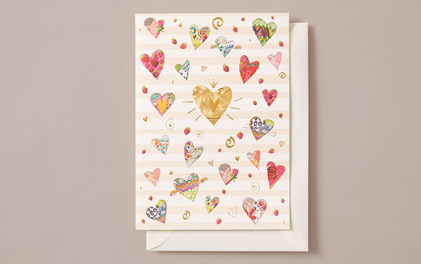 Hearts Gold Embossed Maxi Greeting Card