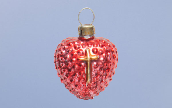 Mini Heart with Cross Christmas Ornament