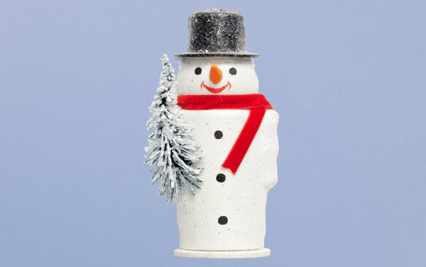 Glittery Snowman Papier-Mâché Figure