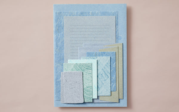Set of Assorted Washi Paper and Cards - Blue