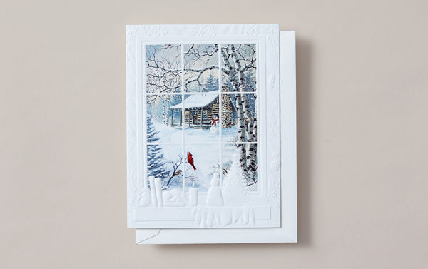 Cabin Window Christmas Greeting Card