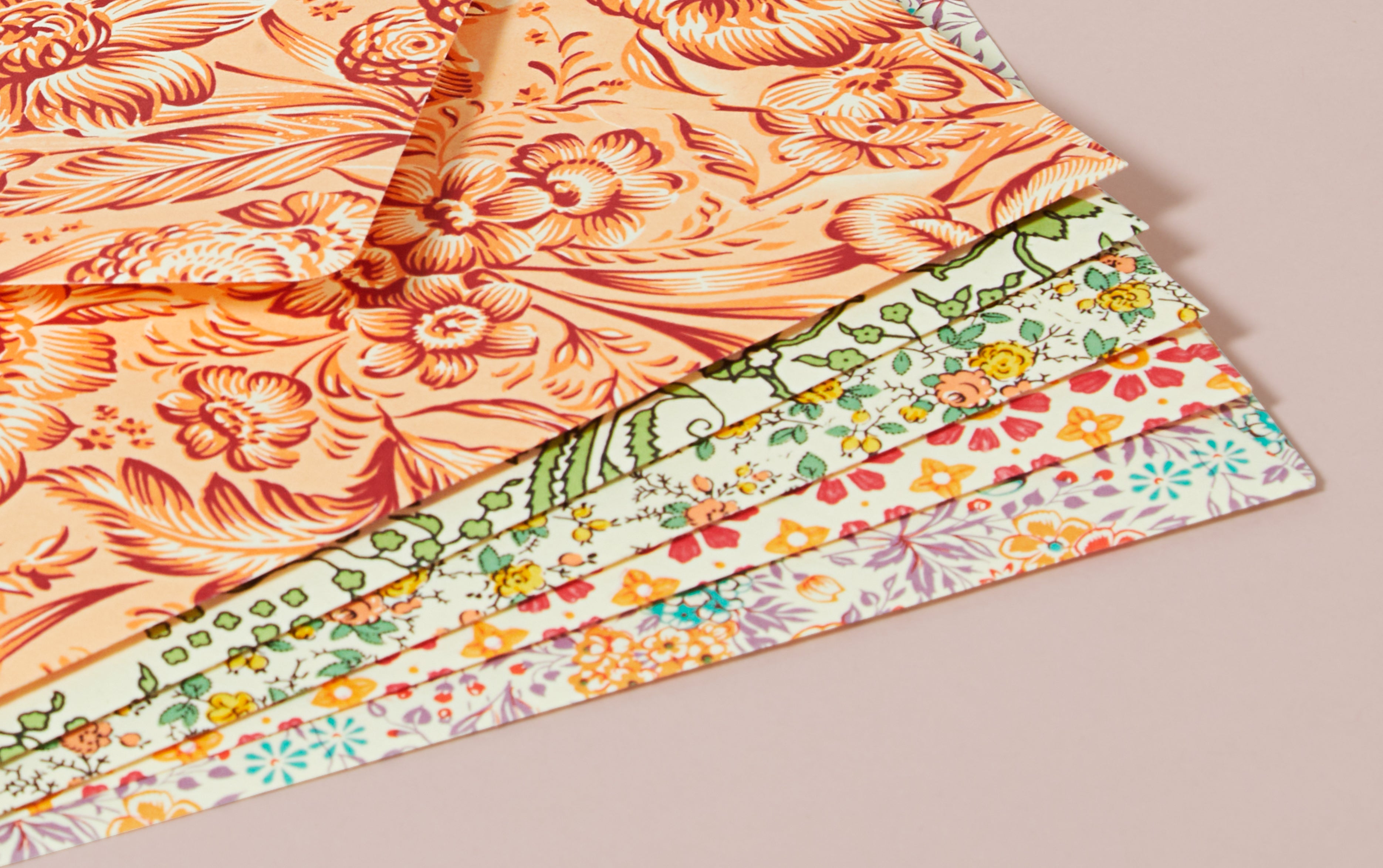 Decorative patterned gummed envelopes, Set 1 - Florals
