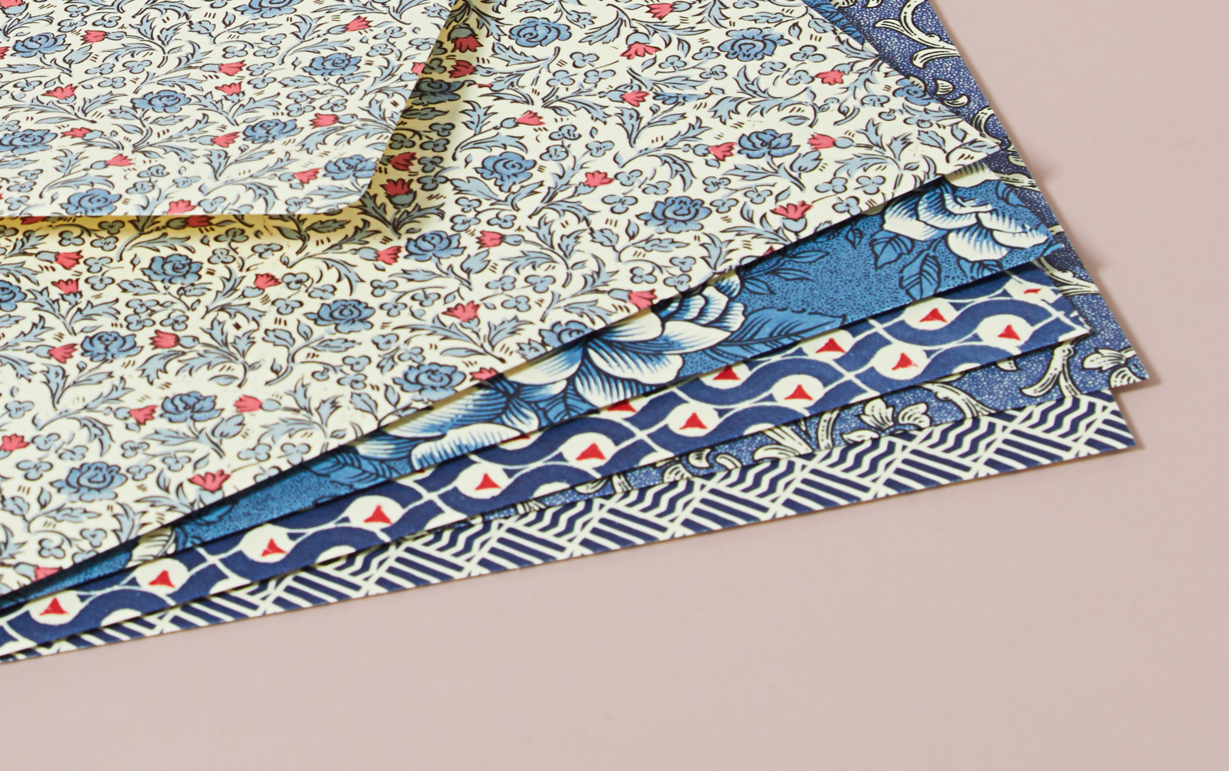 Decorative patterned gummed envelopes, Set 2 - Blues