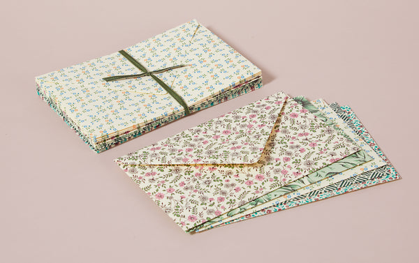 Decorative patterned gummed envelopes, Set 3 - Greens